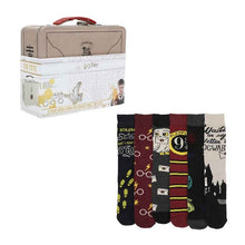 Load image into Gallery viewer, HARRY POTTER HOGWARTS 6 PAIR CREW SOCKS WITH TIN TOTE