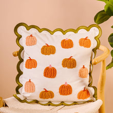 Load image into Gallery viewer, Scalloped Square Throw Pillow-Pumpkin Patch