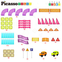 Load image into Gallery viewer, 60pc Magnet Tile Race Track Set LED Car Travel Size-PTMR60