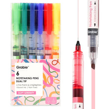 Load image into Gallery viewer, Dual-Tip Notetaking Pen Set Of 6: Vivid Splash