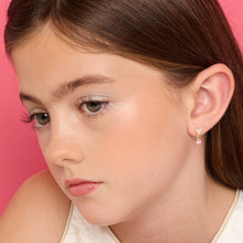 Load image into Gallery viewer, Little Luxe Drop Earrings | Heart with Pink Cubic Zirconia