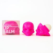 Load image into Gallery viewer, Pink Skull Lip Balm 100% Natural: Hot Pink / Clear Box / Passion Fruit