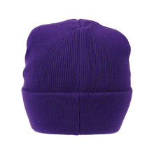 Load image into Gallery viewer, Coraline & Black Cat Character Art Purple Cuff Beanie