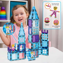Load image into Gallery viewer, 72 Piece Magnetic Building Tiles Castle Winter Ice Theme