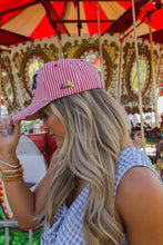Load image into Gallery viewer, AMERICA'S SWEETHEART STRIPED TRUCKER HAT