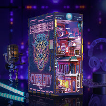 Load image into Gallery viewer, DIY Miniature House Book Nook Kit: Cyber City w/ Dust Cover