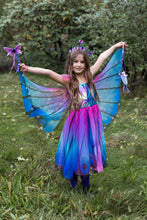 Load image into Gallery viewer, Blue Butterfly Twirl Dress with Wings & Headband