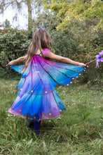 Load image into Gallery viewer, Blue Butterfly Twirl Dress with Wings & Headband