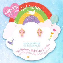Load image into Gallery viewer, CLIP ON Cutie Earrings | Pink Cross