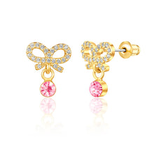 Load image into Gallery viewer, Little Luxe Drop Earrings | Crystal Bow with CZ
