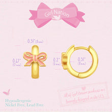 Load image into Gallery viewer, Pink Bow Earlets | 18K Gold Plated Girls Huggie Earrings