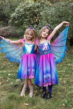 Load image into Gallery viewer, Blue Butterfly Twirl Dress with Wings & Headband