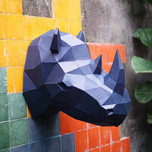 Load image into Gallery viewer, Rhino Head PaperCraft Origami Wall Art, 3D Paper Wall Art