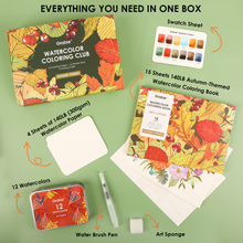 Load image into Gallery viewer, Autumn-Themed Watercolor Coloring Club Box