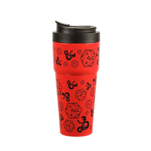Load image into Gallery viewer, Dungeons & Dragons D20 Dice & Logo Red 27 Oz Stainless Steel Coffee Tumbler