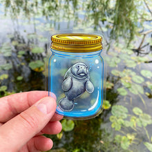 Load image into Gallery viewer, CLEAR STICKER: Manatee In A Jar