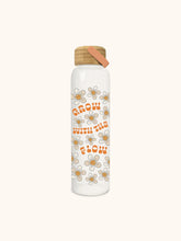 Load image into Gallery viewer, Grow With The Flow Glass Water Bottle with Bamboo Lid