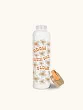 Load image into Gallery viewer, Grow With The Flow Glass Water Bottle with Bamboo Lid