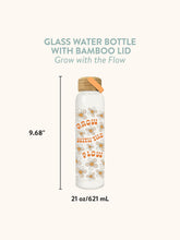 Load image into Gallery viewer, Grow With The Flow Glass Water Bottle with Bamboo Lid