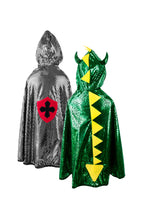 Load image into Gallery viewer, Reversible Dragon/Knight Cape, Green/Silver