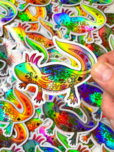 Load image into Gallery viewer, HOLO STICKER: "Tattsolotl" Tattooed Axolotl