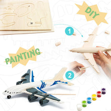 Load image into Gallery viewer, 3D Wooden Puzzle with Paint Kit: Civil Airplane