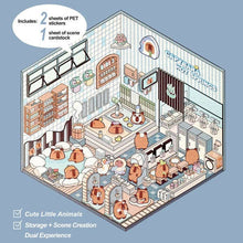 Load image into Gallery viewer, Studio Art Moodioma Kawaii Sticker Story Scene Kit: Panda Restaurant (96 Stickers)