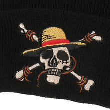Load image into Gallery viewer, One Piece Straw Hat Pirates Skull & Crossbones Logo Black Cuff Beanie