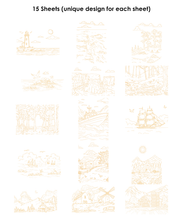 Load image into Gallery viewer, 15 Sheets 140LB Landscape-Themed Watercolor Coloring Book