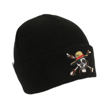 Load image into Gallery viewer, One Piece Straw Hat Pirates Skull & Crossbones Logo Black Cuff Beanie