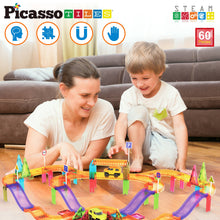 Load image into Gallery viewer, 60pc Magnet Tile Race Track Set LED Car Travel Size-PTMR60