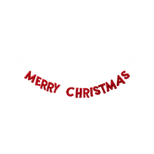 Load image into Gallery viewer, Puffy Red Velvet Merry Christmas Banner