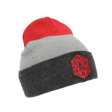 Load image into Gallery viewer, Dungeons and Dragons Game Striped Red Marled Embroidery Logo Knitted Beanie Hat for Winter
