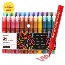Load image into Gallery viewer, Medium Tip Iridescent Glitter Acrylic Paint Marker Set Of 24