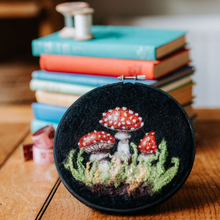 Load image into Gallery viewer, Toadstools in a Hoop Needle Felting Craft Kit