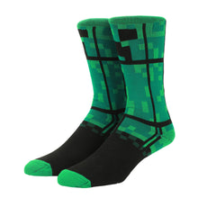 Load image into Gallery viewer, Minecraft Creepers Adult Green Casual Crew Socks-OSFA