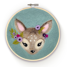 Load image into Gallery viewer, Floral Fawn in a Hoop Needle Felting Craft Kit