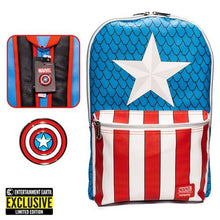Load image into Gallery viewer, Captain America Cosplay Backpack with Pin Set - Entertainment Earth Exclusive