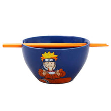 Load image into Gallery viewer, NARUTO CHARACTER POSE 20 OZ. CERAMIC RAMEN BOWL WITH CHOPSTICKS
