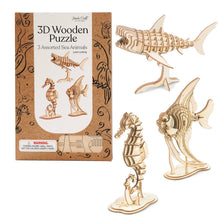 Load image into Gallery viewer, 3D Laser Cut Wooden Puzzle Bundle Pack: Sea Animals
