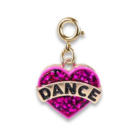 GOLD GLITTER DANCE HEART CHARM
