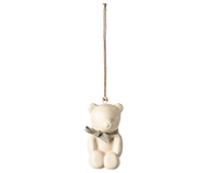 Metal ornament, Teddy bear - Off white/Blue