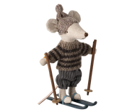 Winter mouse with ski set, Big brother - Grey