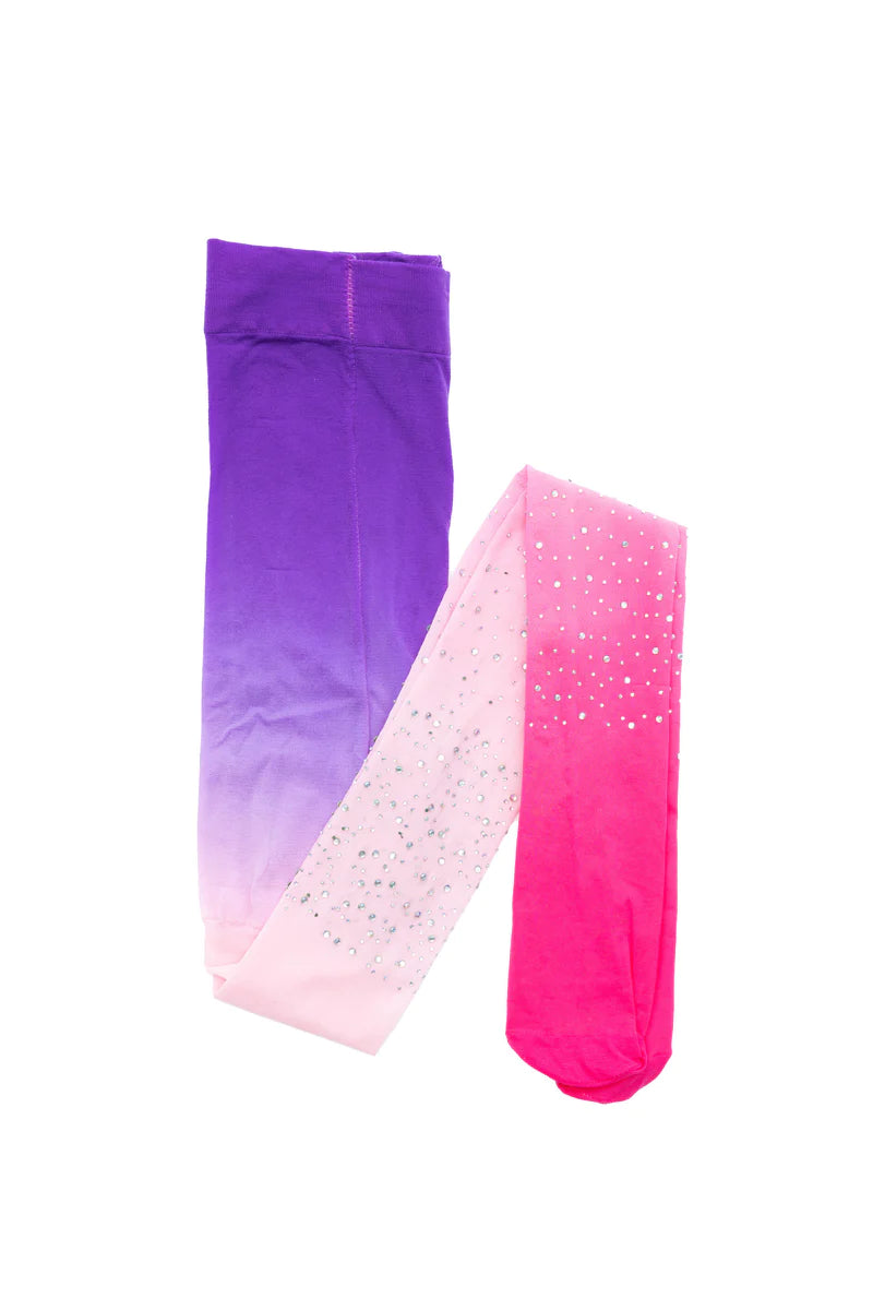 Rhinestone Tights Ombre Hot Pink/Pink/Purple