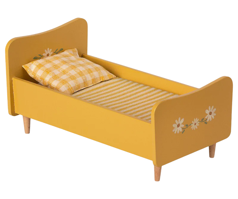 Wooden Bed, Miniature - Yellow