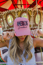 Load image into Gallery viewer, AMERICA'S SWEETHEART STRIPED TRUCKER HAT
