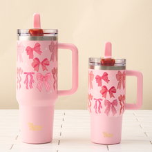 Load image into Gallery viewer, 40 oz Lifestyle Flip Straw Tumbler-Blushing Bows
