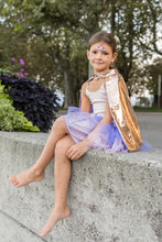 Load image into Gallery viewer, Super-duper Tutu, Cape &amp; Mask, Metallic Rose Gold &amp; Lilac
