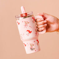 20 oz Lifestyle Flip Straw Tumbler-Holly Jolly Santa