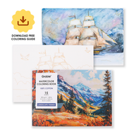15 Sheets 140LB Landscape-Themed Watercolor Coloring Book